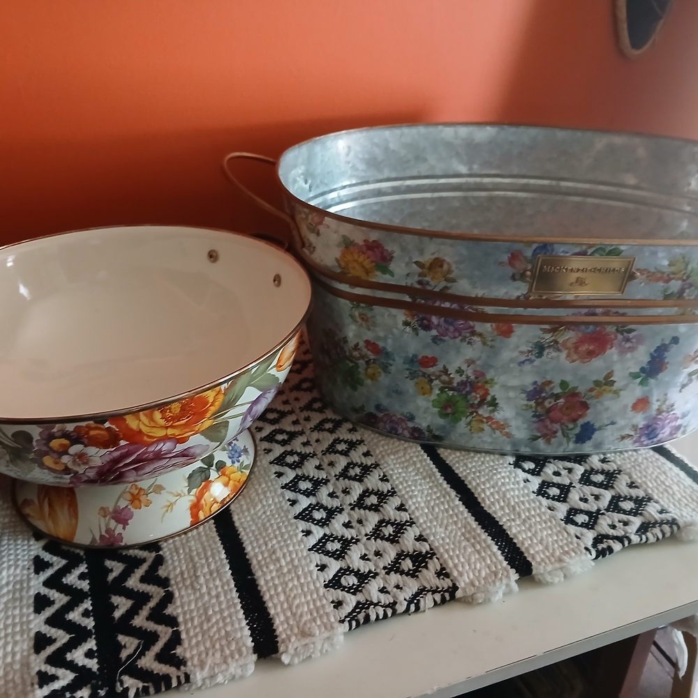 MacKenzie-Childs Floral Galvanized Tub